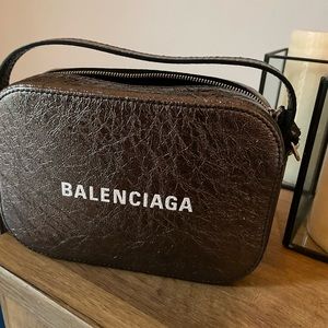 Balenciaga Metallic Calfskin Everyday XS Camera Bag- Black